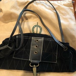 El Caballo black suede purse